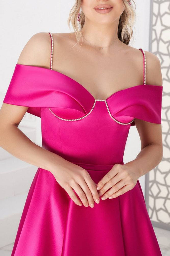 Off-Shoulder Empire Beaded Satin A-Line Short Mother Of Brides Dress Movousdress Off-Shoulder Empire Beaded Satin A-Line Short Mother Of Brides Dress Movousdress