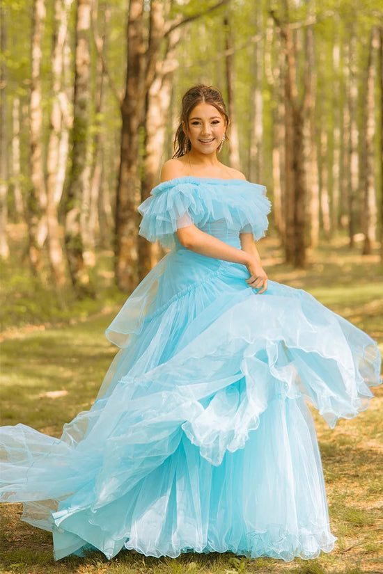 Off-Shoulder Tulle A-Line Empire Party Prom Dress