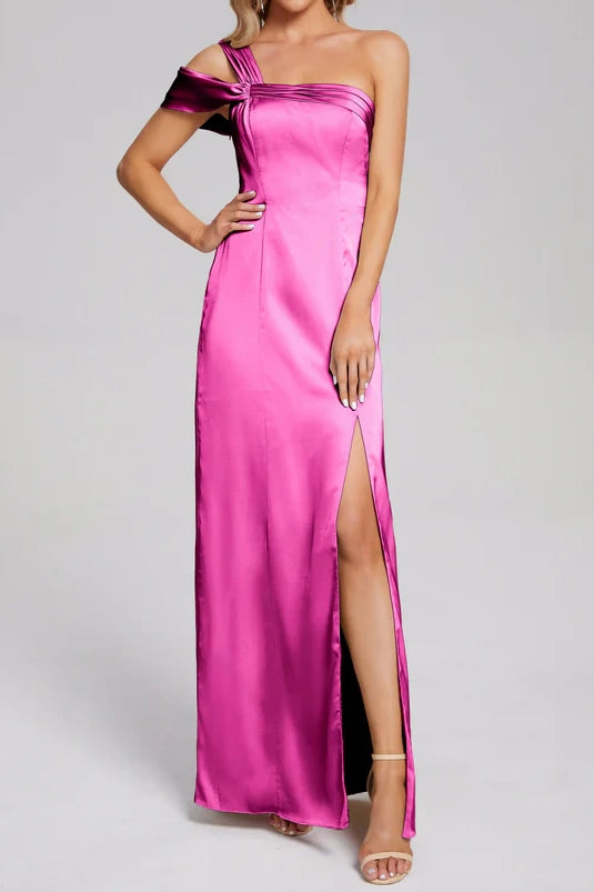 One Shoulder Sleeveless Empire Bridesmaid Dress