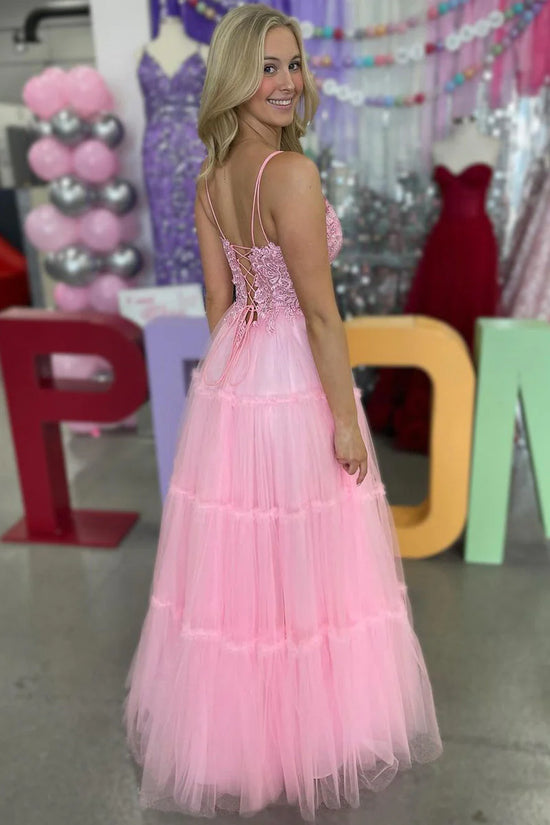 Pink Tulle A-Line Sweetheart Sleeveless Appliques Party Dress