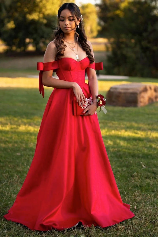 Red A-Line Sweetheart Empire Party Prom Dress
