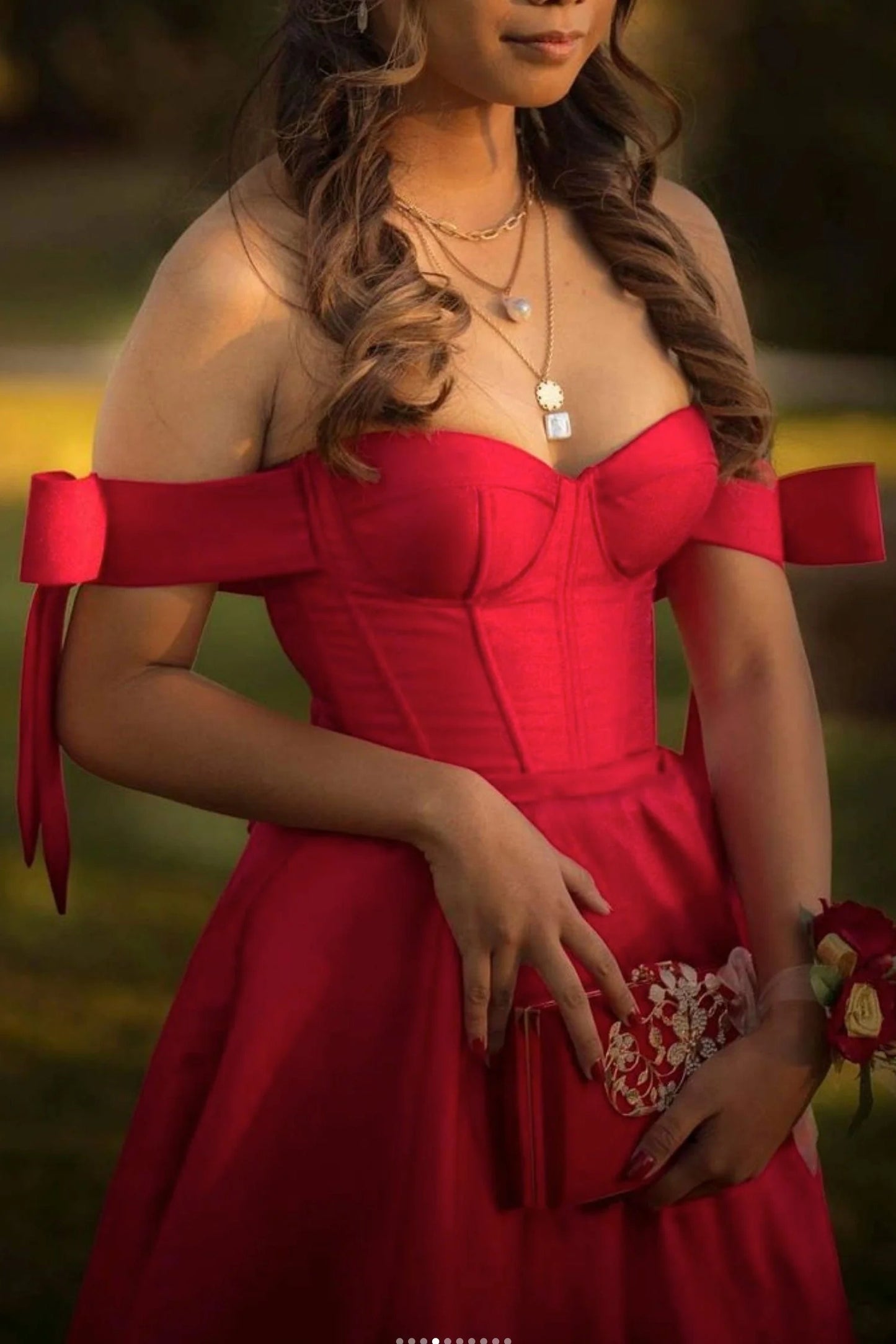 Red A-Line Sweetheart Empire Party Prom Dress