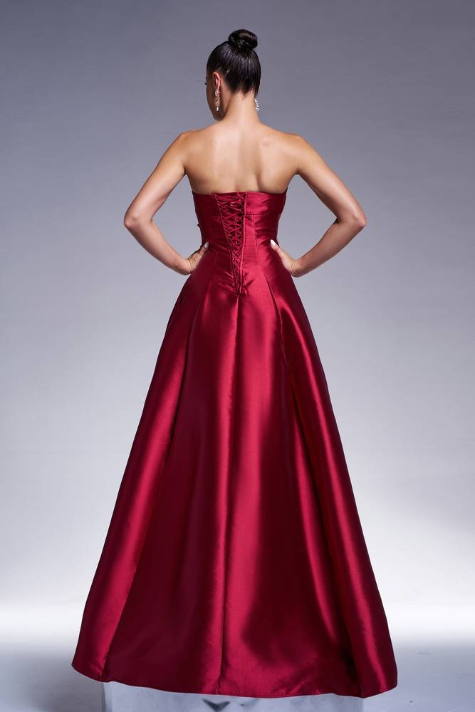 Red Strapless A-Line Empire Party Evening Dress Movousdress Red Strapless A-Line Empire Party Evening Dress Movousdress