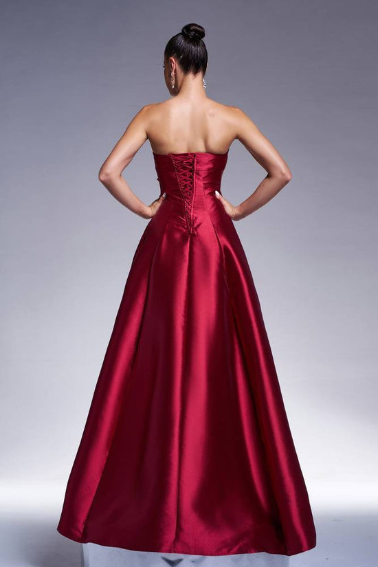 Red Strapless A-Line Empire Party Evening Dress