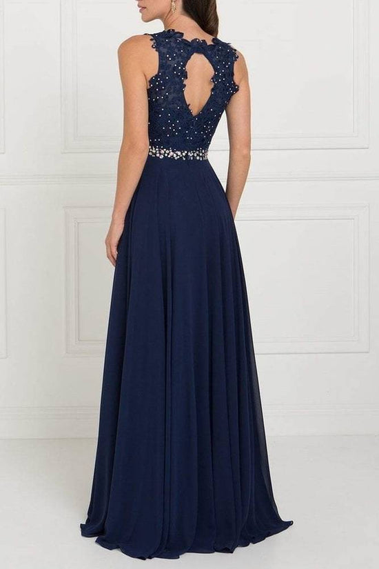 Round Sleeveless A-Line Empire Two Tone Bridesmaid Dress