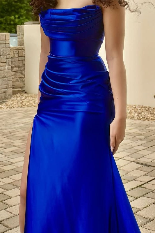 Royal Blue Strapless Mermaid Party Prom Dress With Slit Movousdress Royal Blue Strapless Mermaid Party Prom Dress With Slit Movousdress