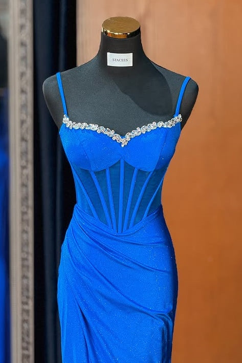 Royal Blue Sweetheart Beaded Mermaid Party Prom Dress