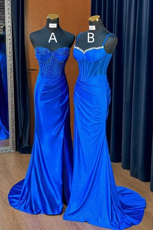 Royal Blue Sweetheart Beaded Mermaid Party Prom Dress