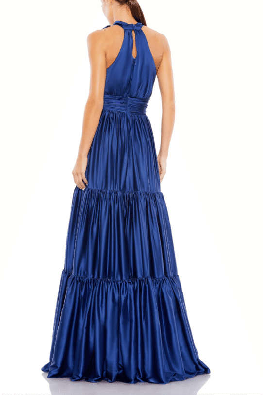 Satin A-Line High Neck Sleeveless Empire Party Prom Dress