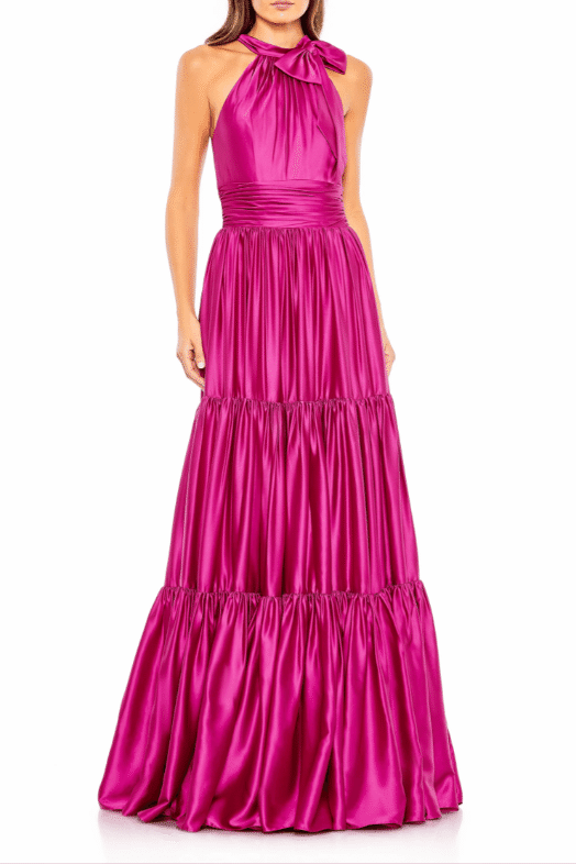 Satin A-Line High Neck Sleeveless Empire Party Prom Dress