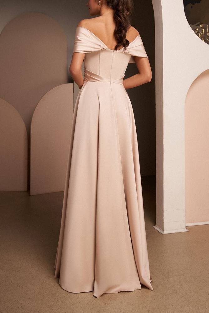 Satin A-Line Off-Shoulder Sleeveless Elegant Mother Of Brides Dress