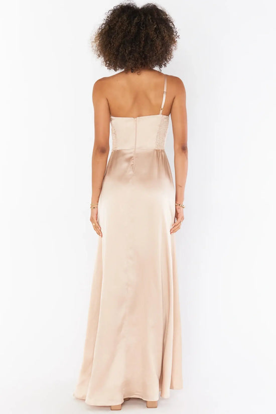 Satin A-Line One Shoulder Bridesmaid Dress With Slit