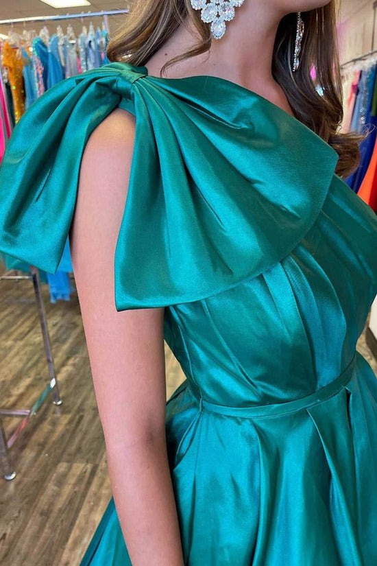 Satin A-Line One Shoulder Sleeveless Empire Formal Party Dress Movousdress Satin A-Line One Shoulder Sleeveless Empire Formal Party Dress Movousdress