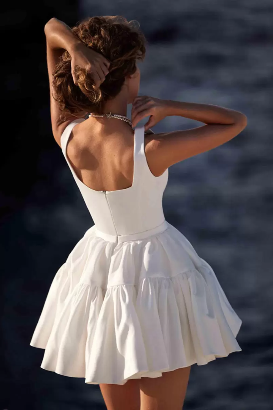 Satin A-Line Square Empire Short Wedding Dress Movousdress Satin A-Line Square Empire Short Wedding Dress Movousdress