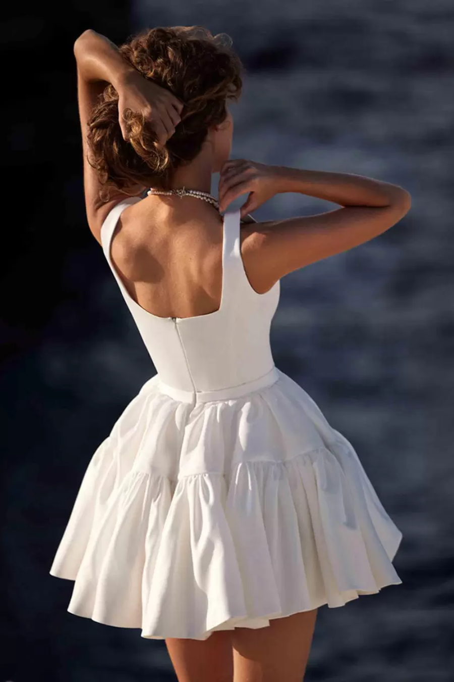 Satin A-Line Square Empire Short Wedding Dress