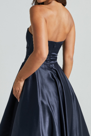 Satin A-Line Strapless Empire Party Prom Dress