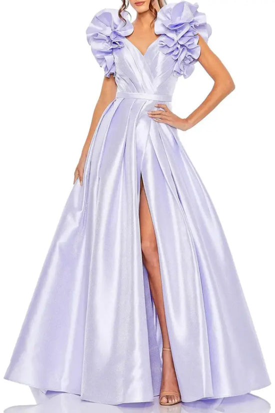 Satin A-Line Sweetheart Empire Ruched Long Prom Dress