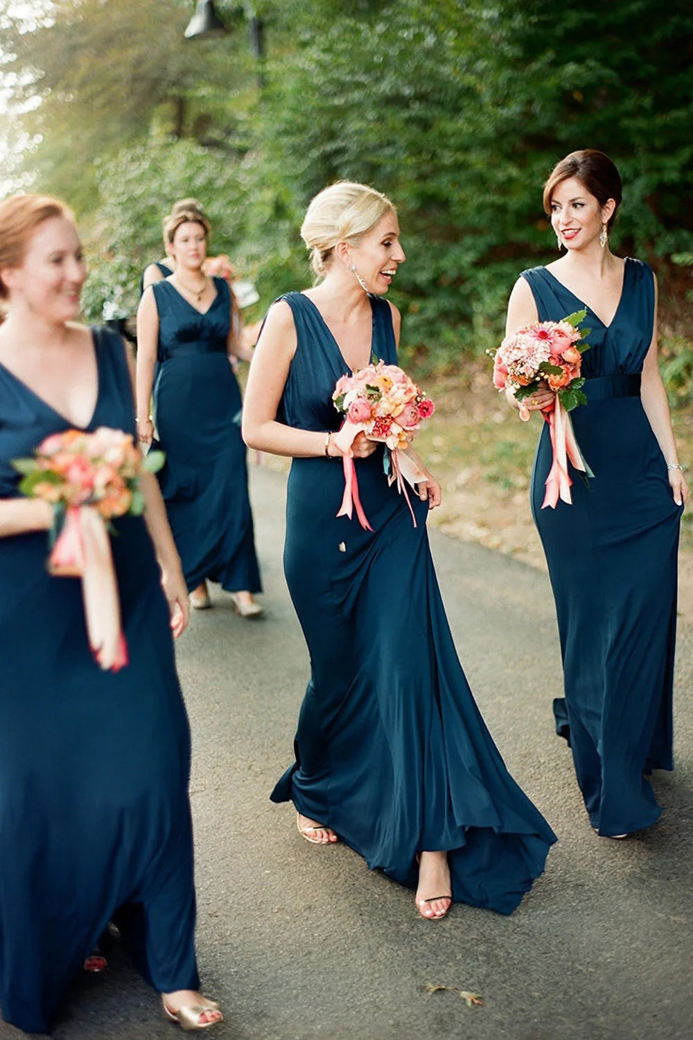 Satin A-Line V-Neck Sleeveless Empire Bridesmaid Dress