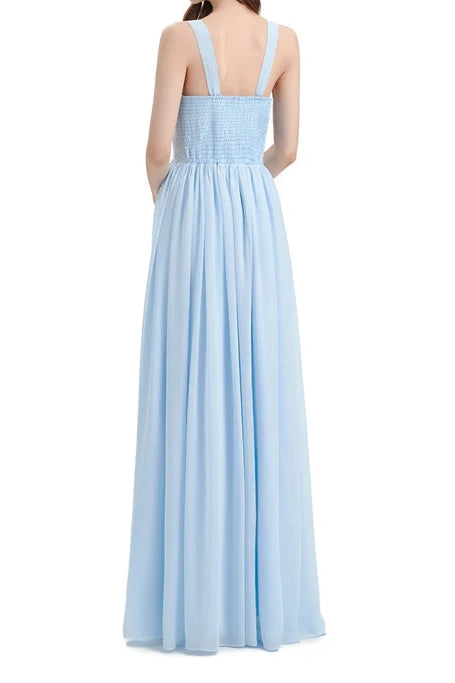 Scoop Sleeveless A-Line Appliques Chiffon Bridesmaid Dress