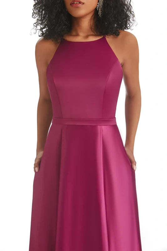 Scoop Sleeveless Satin A-Line Bridesmaid Dress