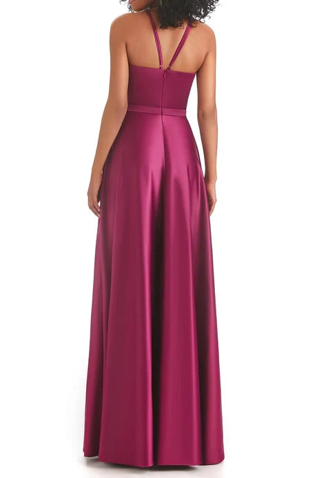 Scoop Sleeveless Satin A-Line Bridesmaid Dress