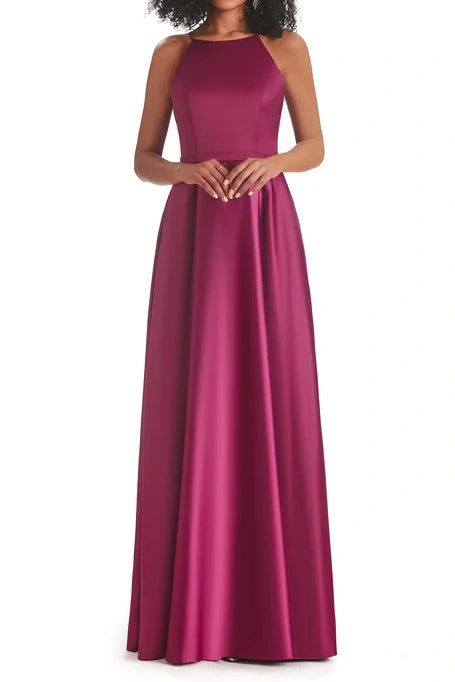 Scoop Sleeveless Satin A-Line Bridesmaid Dress