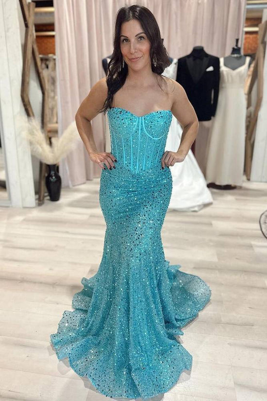 Sequins Sweetheart Strapless Mermaid Formal Party Dress Movousdress Sequins Sweetheart Strapless Mermaid Formal Party Dress Movousdress