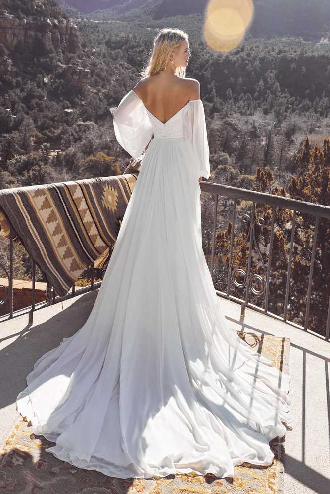 Sexy Chiffon A-Line Sweetheart Off-Shoulder With Side Slit Wedding Dress