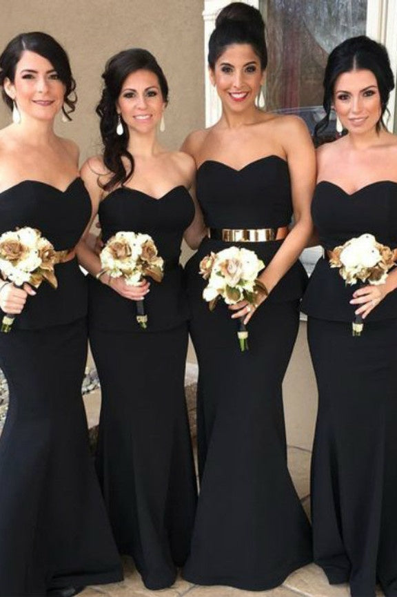 Sexy Satin Trumpet Sweetheart Strapless Bridesmaid Dress