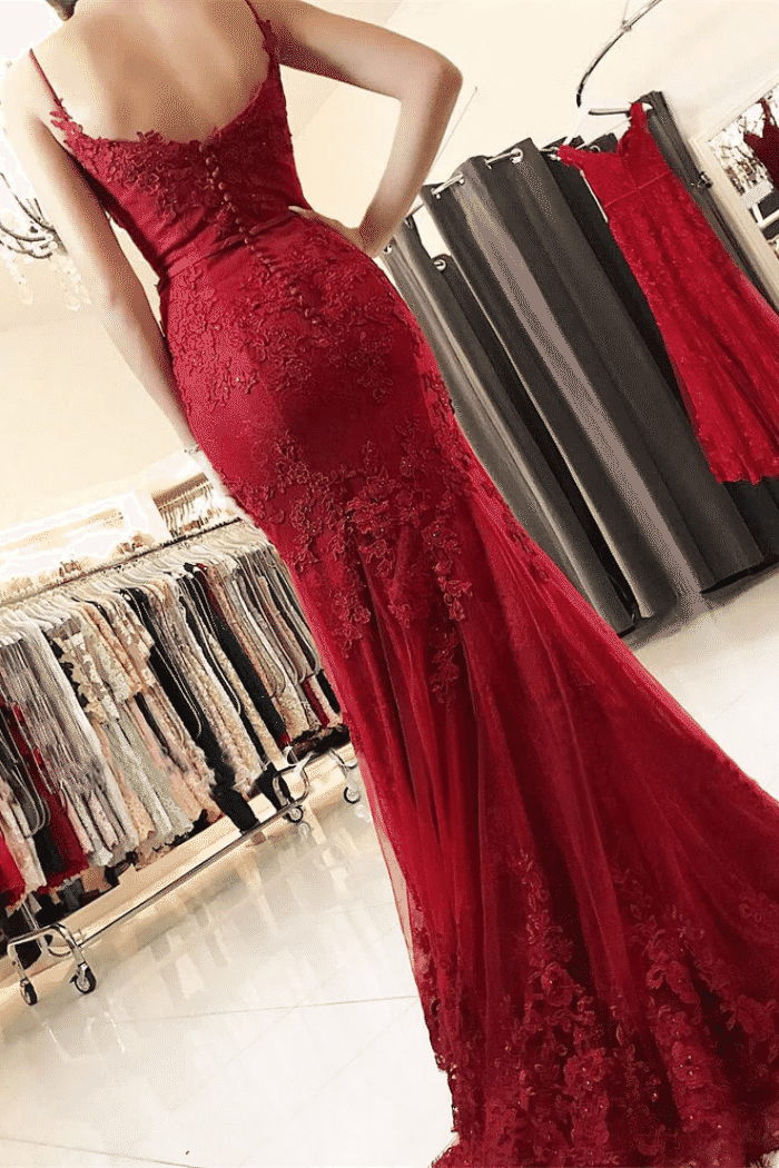 Sexy Trumpet Sweetheart Sleeveless Lace Appliques Long Prom Dress