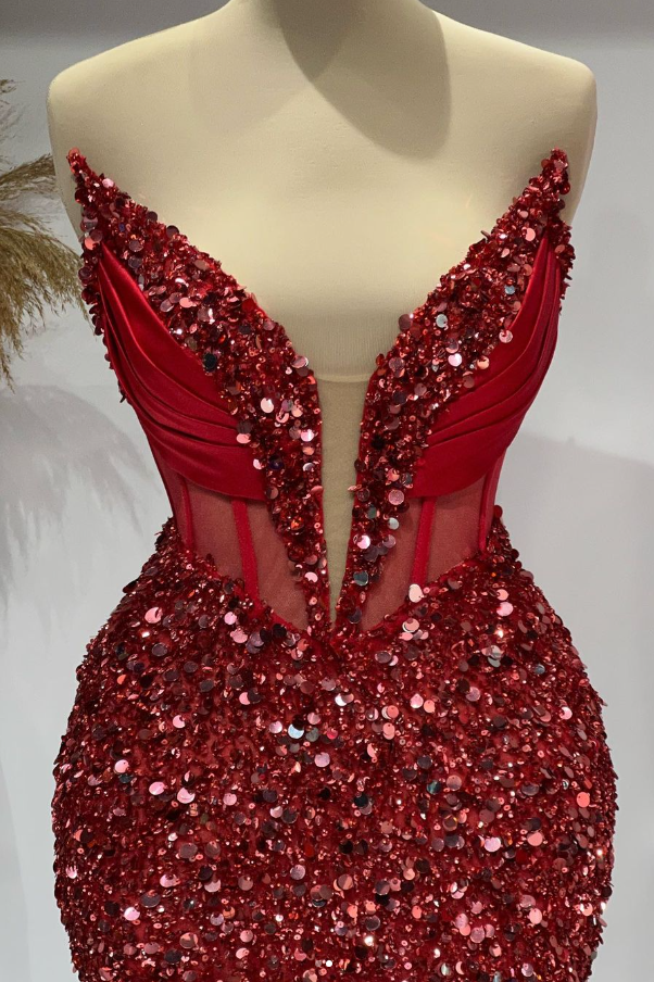 Sexy V-Neck Sleeveless Empire Sequins Homecoming Dress