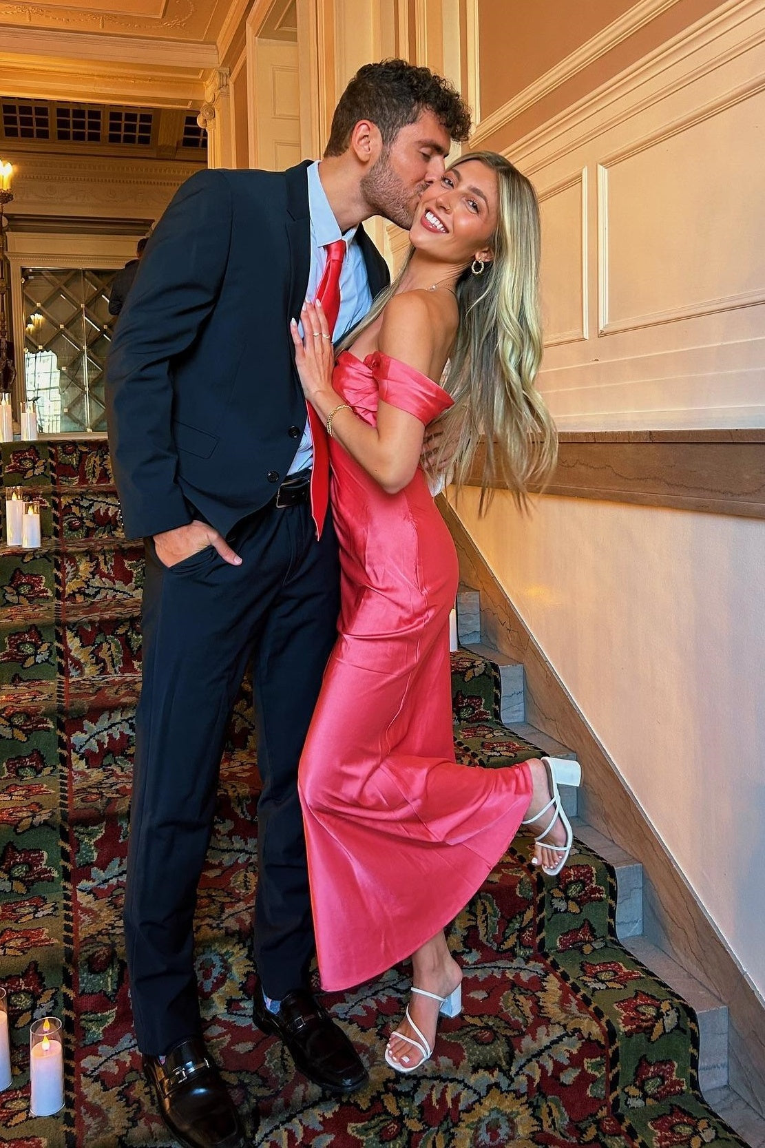 Sheath Off-Shoulder Empire Satin Long Party Prom Dress 