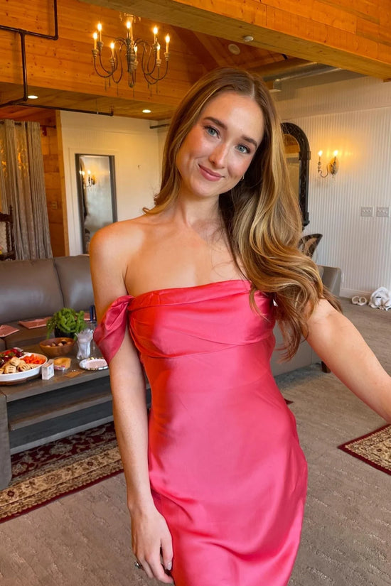 Sheath Off-Shoulder Empire Satin Long Party Prom Dress 