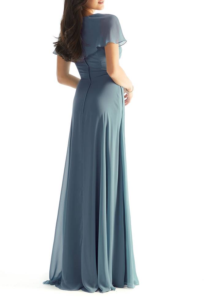 Short Sleeves V-Neck A-Line With Side Slit Mother Of Brides Dress