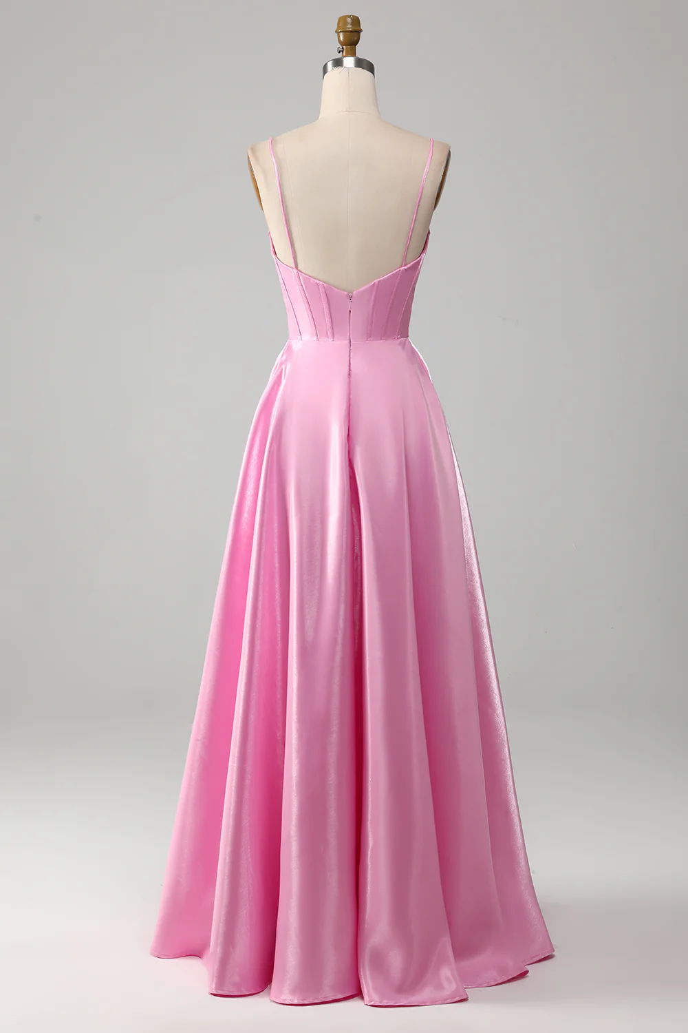 Simple Satin A-Line Sweetheart Spaghetti Straps Long Prom Dress