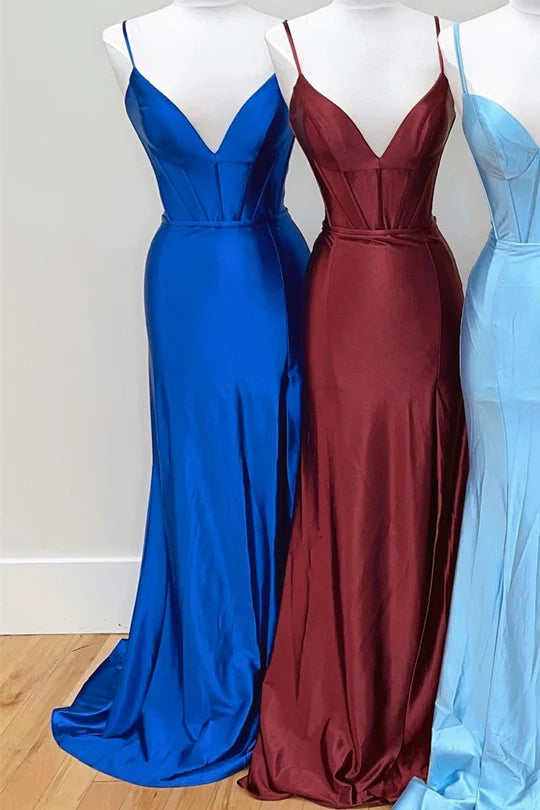 Sleeveless V-Neck Empire With Side Slit Casual Prom Dress