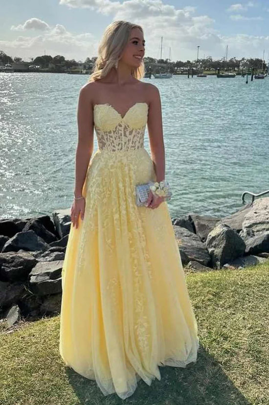 Strapless Red Applique A-Line Long Prom Dress Movousdress Strapless Red Applique A-Line Long Prom Dress Movousdress
