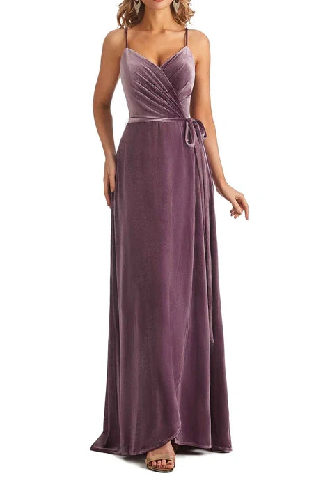 Spaghetti Straps Empire Bridesmaid Dress With Slit