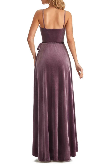 Spaghetti Straps Empire Bridesmaid Dress With Slit