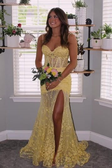 Chic Lace Mermaid Sweetheart Sleeveless Prom Party Dress