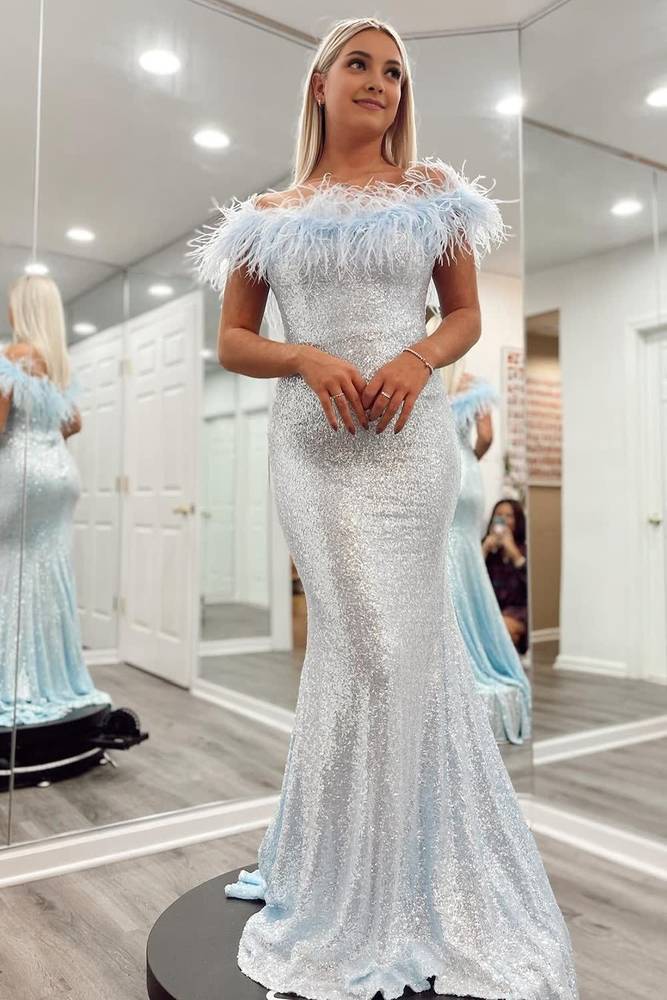 Sparkly Sequins Off-Shoulder Mermaid Party Prom Dress