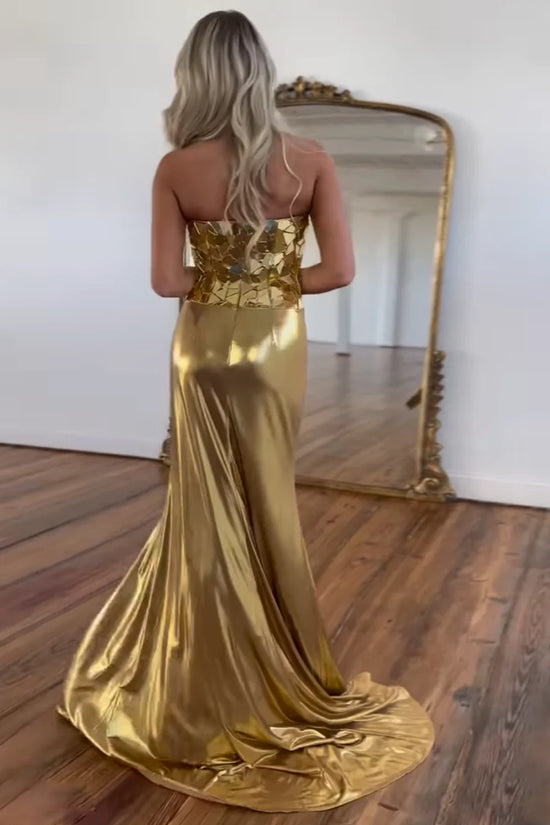 Sparkly Square Strapless Beaded Ruched Empire Party Prom Dress