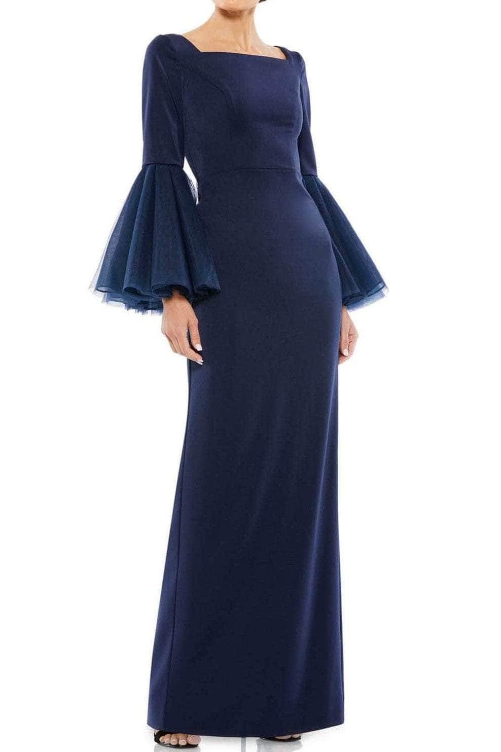 Square Long Bell Sleeves Empire With Slit Mother Of Brides Dress