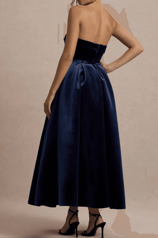 Strapless Empire Sleeveless A-Line Velvet Party Dress