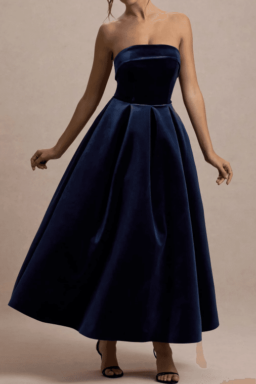 Strapless Empire Sleeveless A-Line Velvet Party Dress