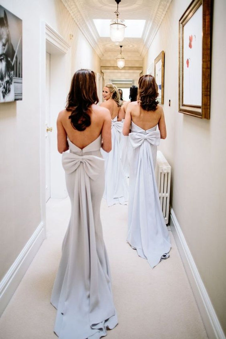 Strapless Sleeveless Fitter With Train Bridesmaid Dress