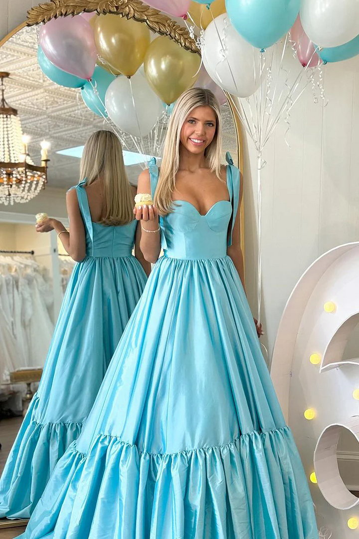 Sweet Satin A-Line Sweetheart Long Prom Dress