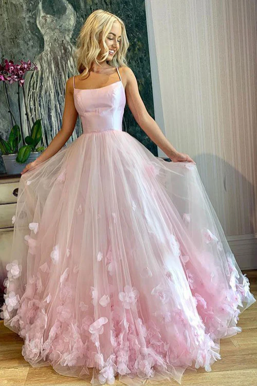 Sweet Tulle A-Line Bateau Strapless Appliques Prom Dress