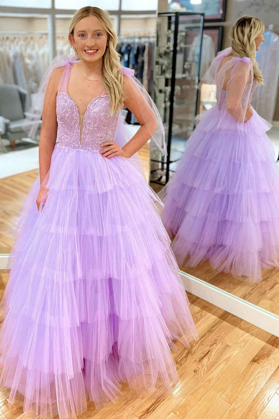 Sweet Tulle A-Line Sweetheart Spaghetti Straps Appliques Prom Dress