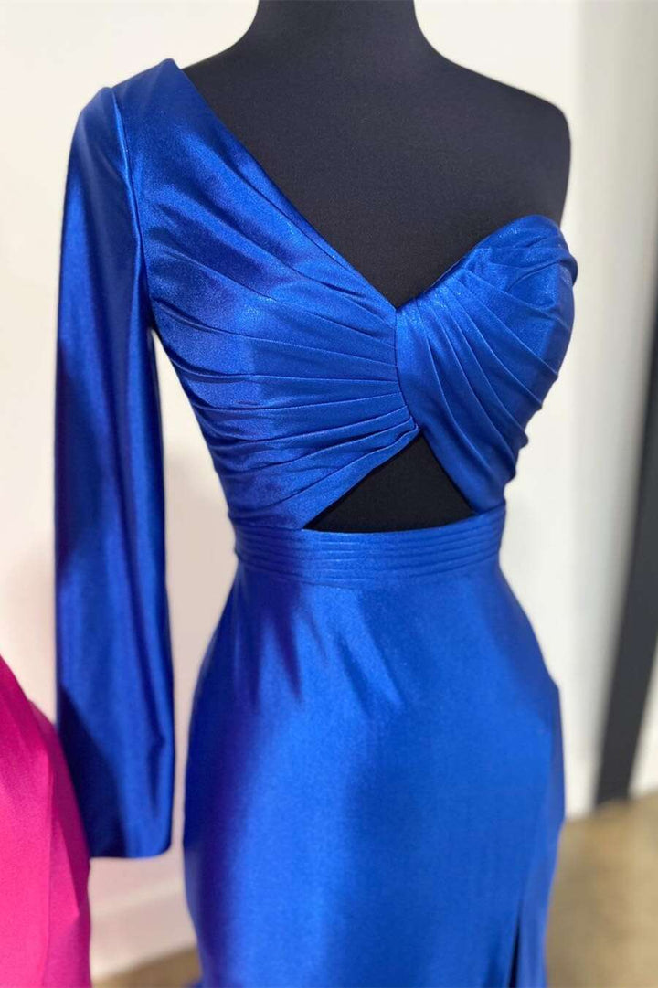 Sweetheart One Shoulder Long Sleeves Mermaid Party Prom Dress